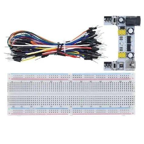 Kit Protoboard/Tabla de nodos de 830 puntos + 65Pcs Jumpers Macho Macho Dupont + Fuente pa